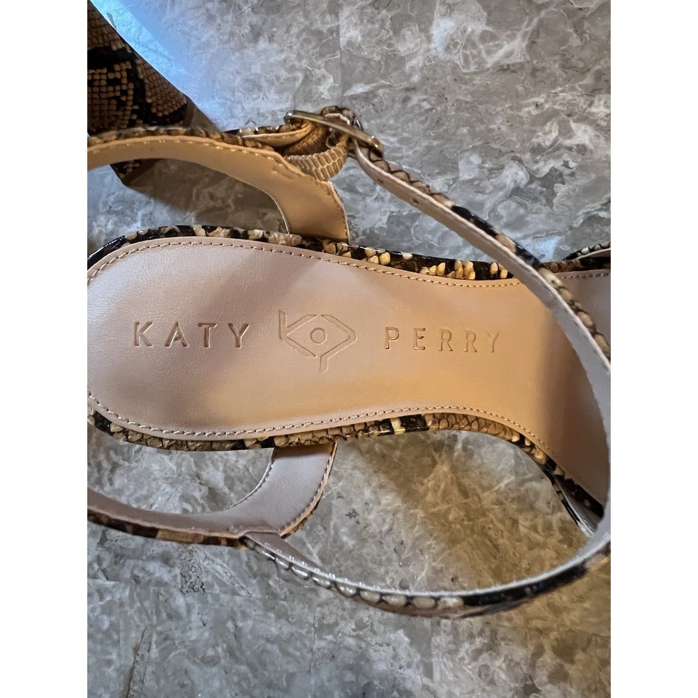 Katy Perry NEW Square Open Sandals Shoes Women Size 11 Animal Snake Print Heels - Picture 9 of 9